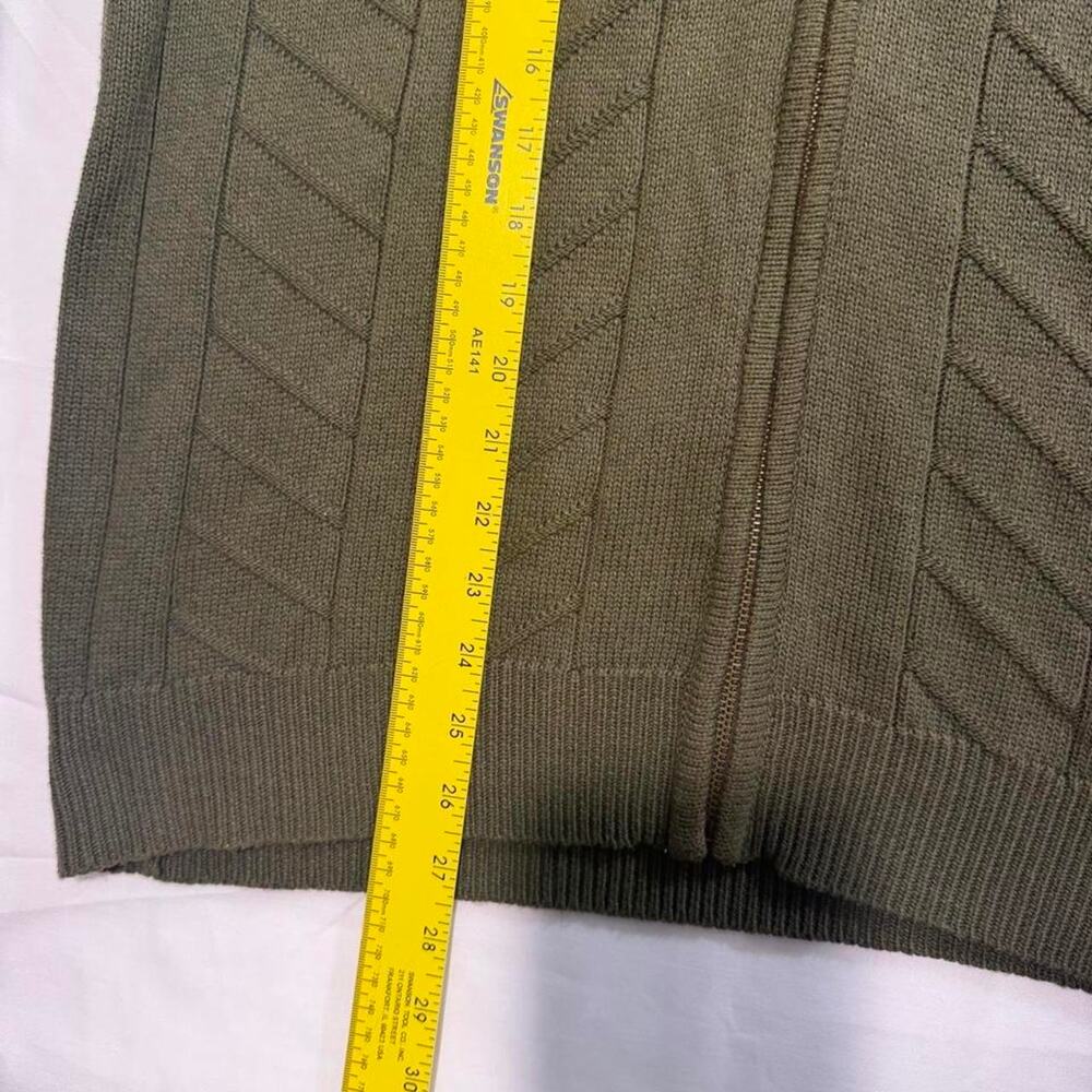 Oscar De La Renta Mens XL Olive Green Full Zip Sweater Sherpa Lined Collar - Picture 4 of 5